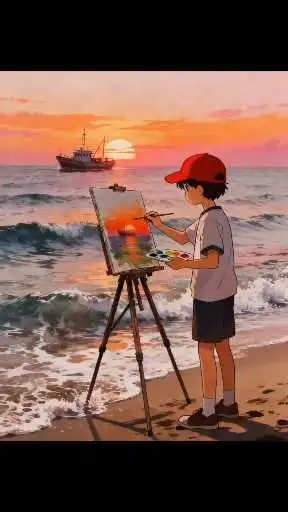 少年与海，各画各的黄昏